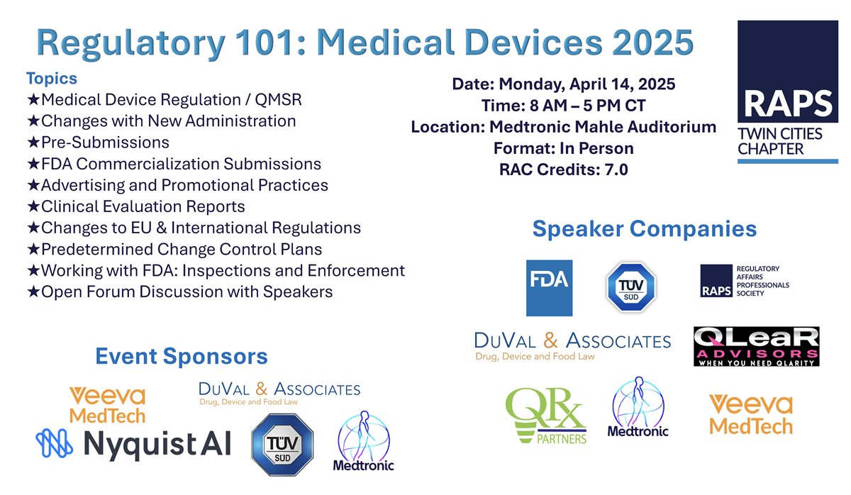 Overview of Upcoming Regulatory 101: Medical Devices 2025 event on April 14, 2025